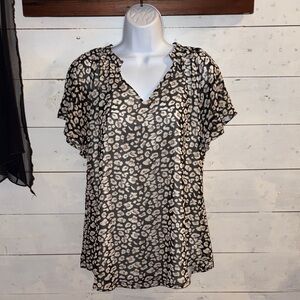 Leopard Print V-Neck Women's Top